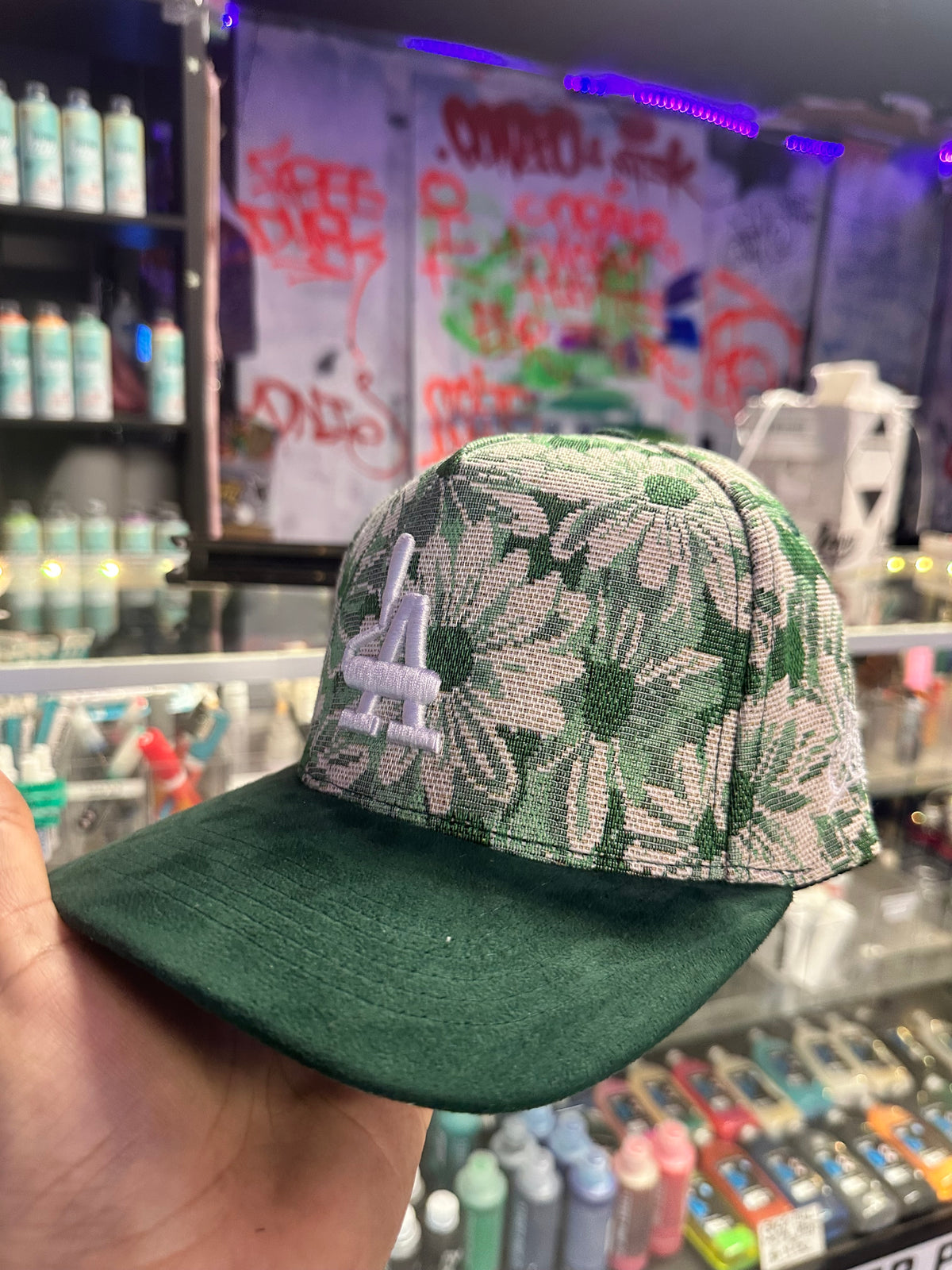 Phat caps green floral SNAP BACK